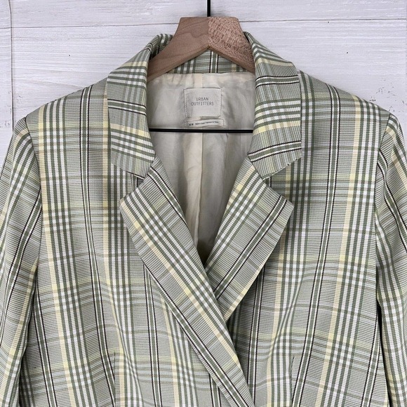 Urban Outfitters Womens Oversized Double Breasted Blazer Size Medium Plaid Green - Picture 2 of 14